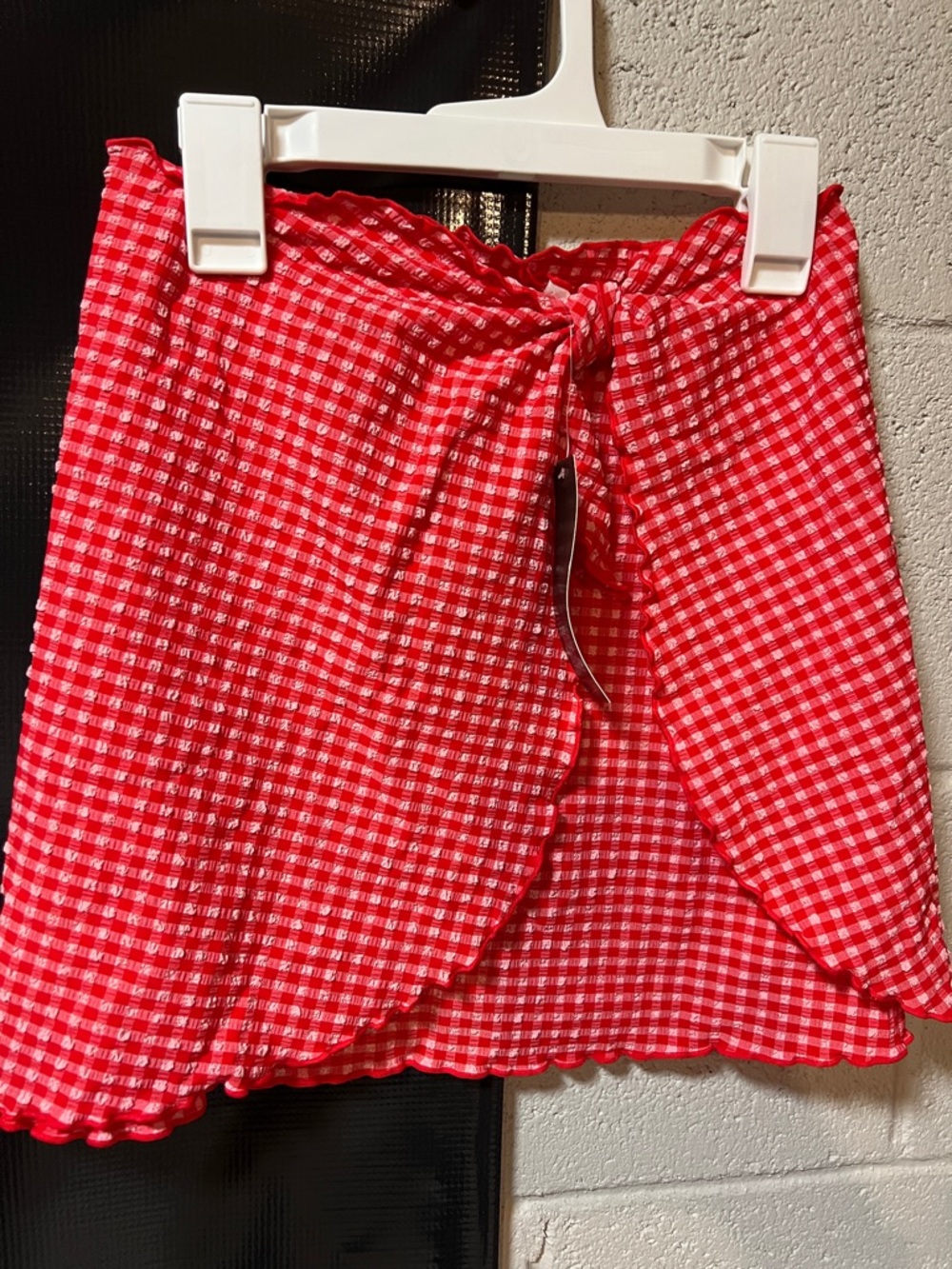 wild fable Red Gingham Tie-Front coverup